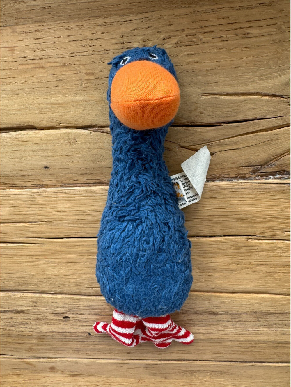 100% Lana Organic Goose, Large - 12" Baby Toy Stuffed Animal Blue
